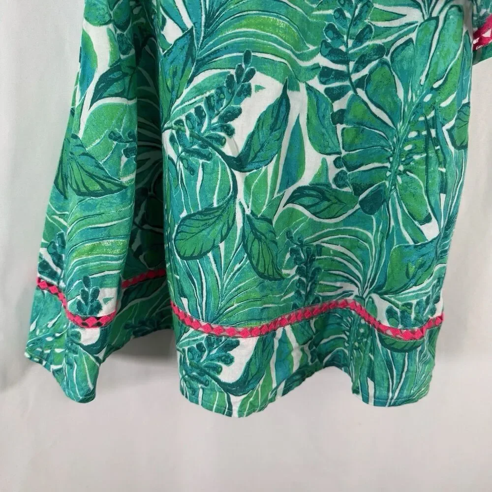 Tommy Bahama Dress Toddler Girls 2T Green Pink Palm Print Sleeveless